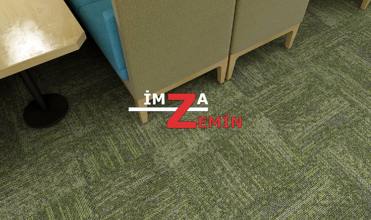 Yeşil ve Gri Karo Ofis Otel Halısı Brownie Karo Halı - Görsel 2