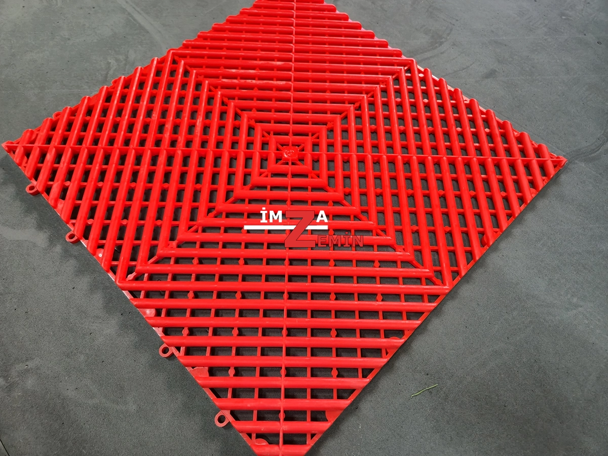 Kırmızı Detailing Zemin Karo, Oto Yıkama Zemin