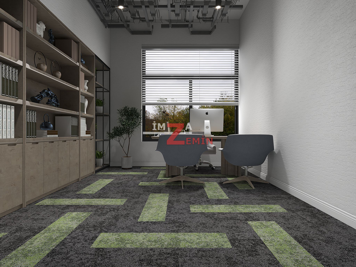 Antrasit Karo Ofis ve Otel Halısı Tulip Renkli